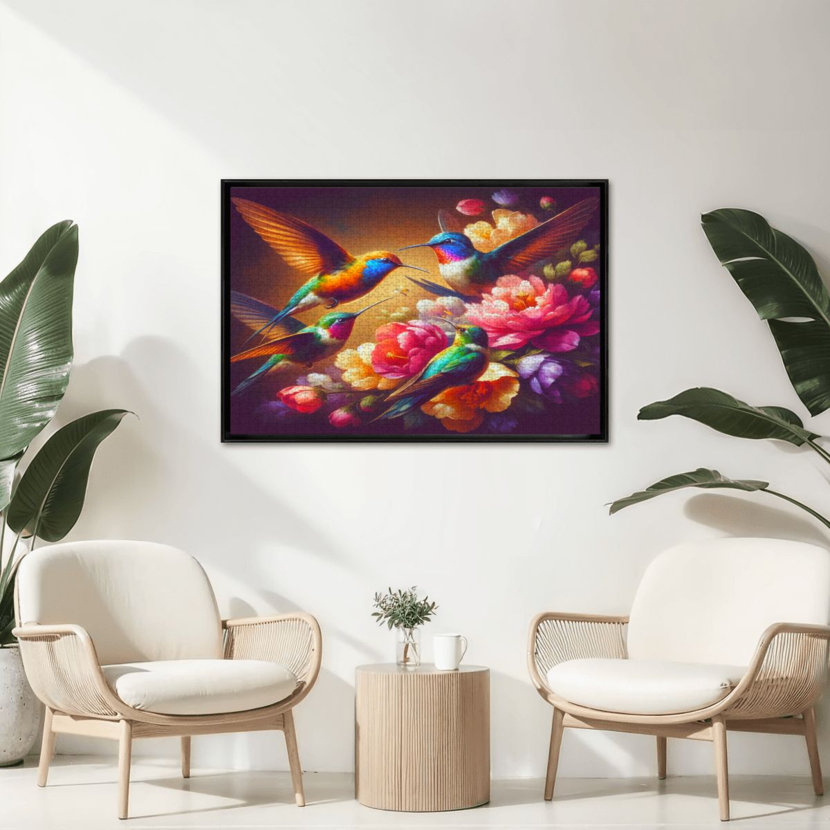 Vibrant Multicolor Hummingbirds Wooden Jigsaw Puzzles 1000 pcs - Gregg Acini Adoree Designs - Jigsaw Puzzle