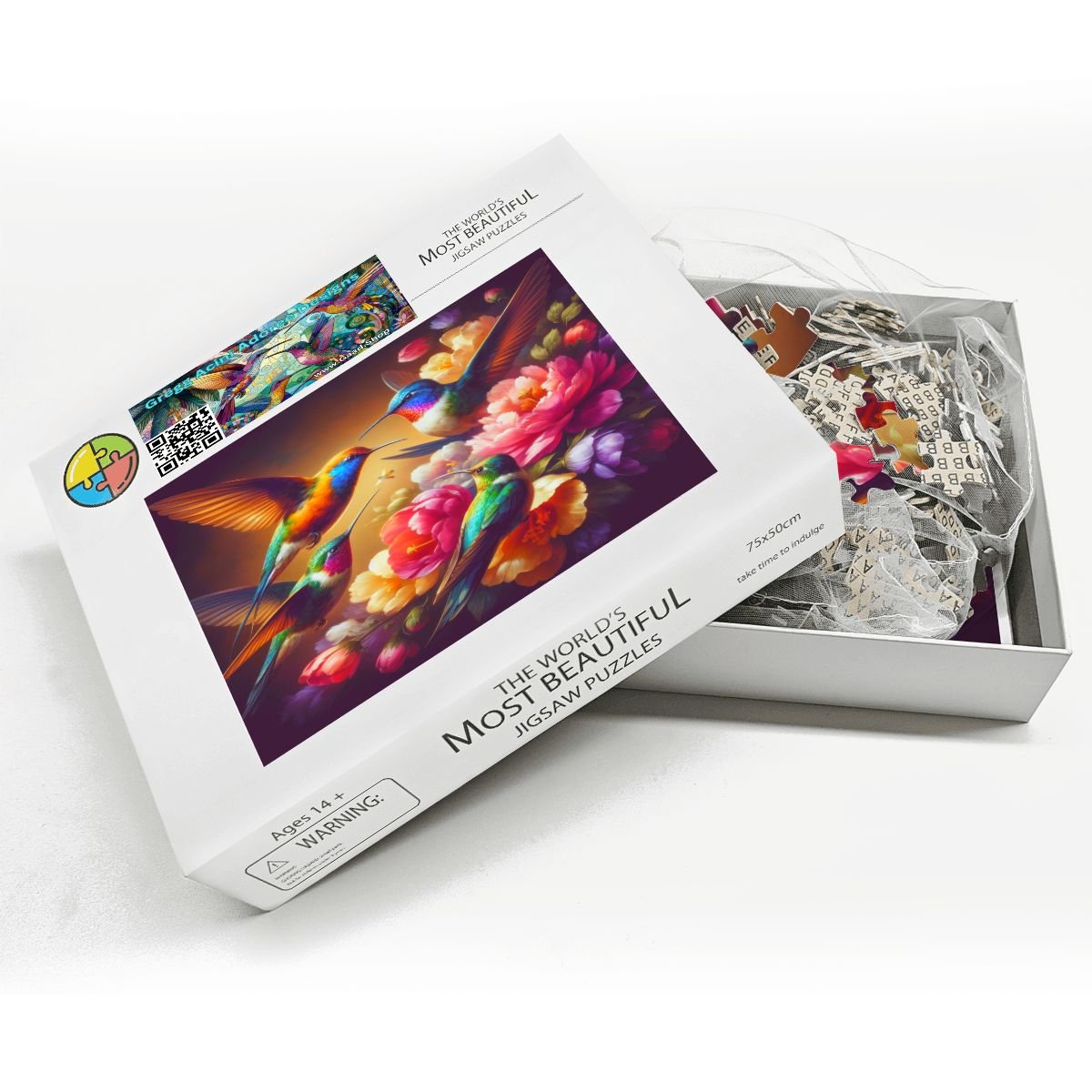 Vibrant Multicolor Hummingbirds Wooden Jigsaw Puzzles 1000 pcs - Gregg Acini Adoree Designs - Jigsaw Puzzle