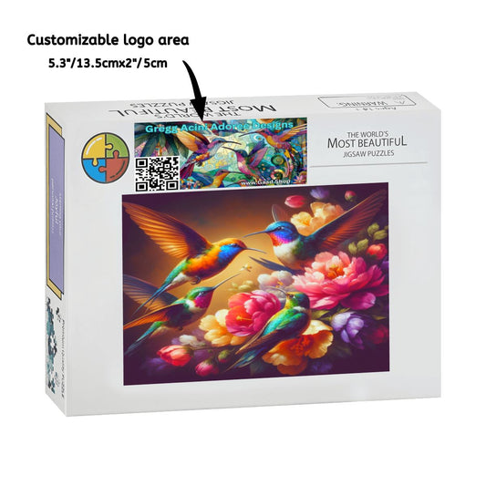 Vibrant Multicolor Hummingbirds Wooden Jigsaw Puzzles 1000 pcs - Gregg Acini Adoree Designs - Jigsaw Puzzle
