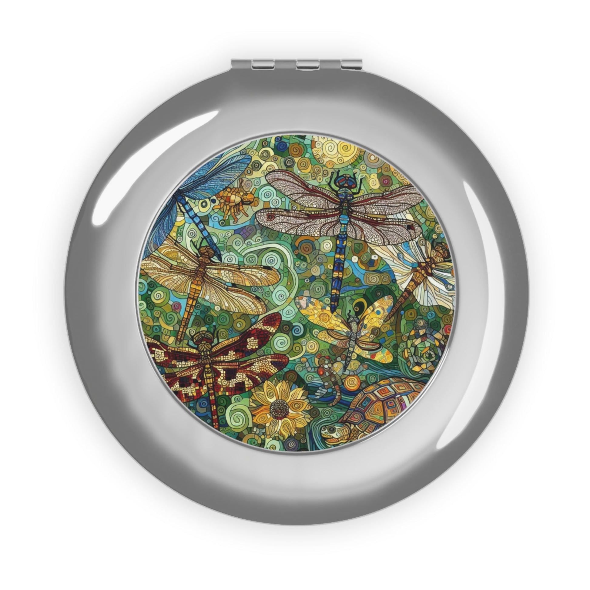 Vintage Travel Mirror with Dragonflies Design by Gregg Acini Adoree Designs - Gregg Acini Adoree Designs - Accessories