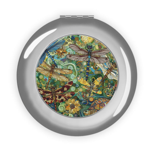 Vintage Travel Mirror with Dragonflies Design by Gregg Acini Adoree Designs - Gregg Acini Adoree Designs - Accessories
