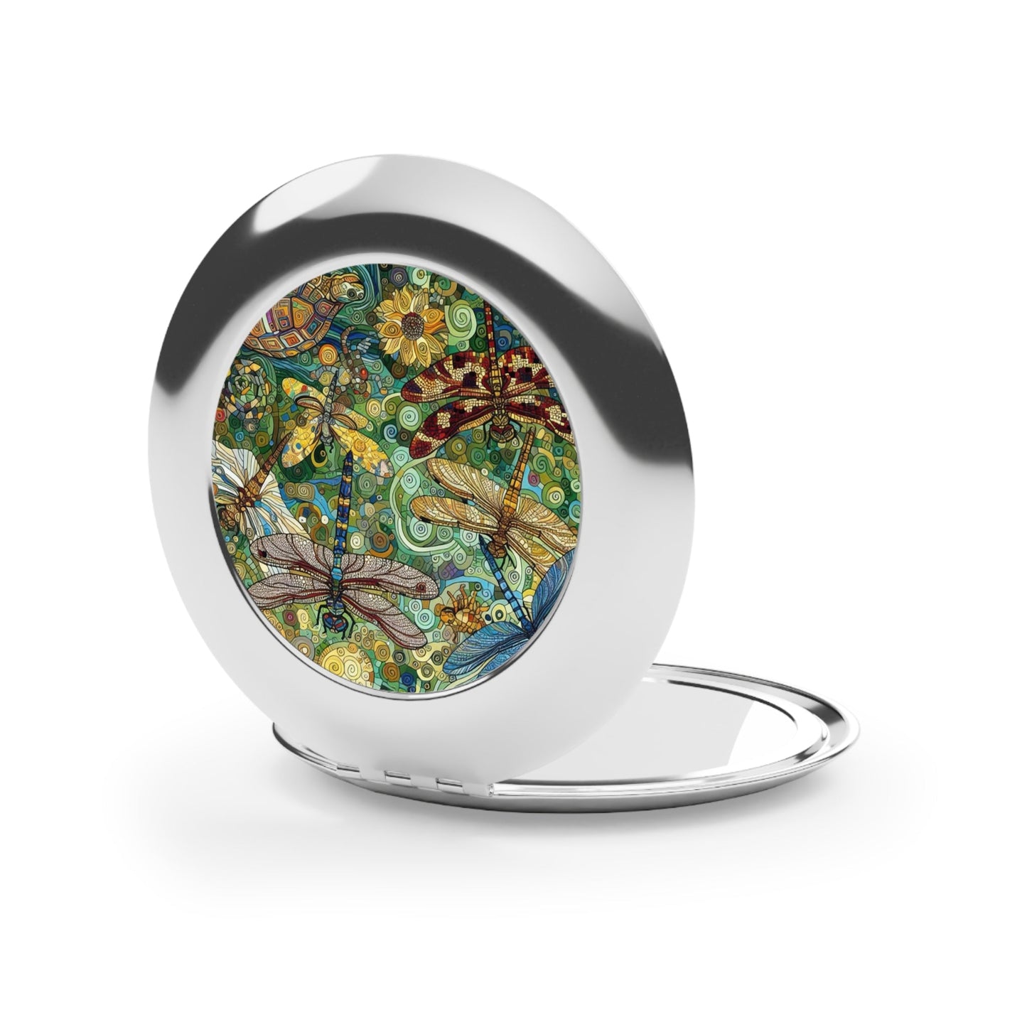 Vintage Travel Mirror with Dragonflies Design by Gregg Acini Adoree Designs - Gregg Acini Adoree Designs - Accessories