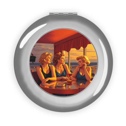 Vintage Travel Mirror with Glamorous Friends Design by Gregg Acini Adoree Designs - Gregg Acini Adoree Designs - Accessories