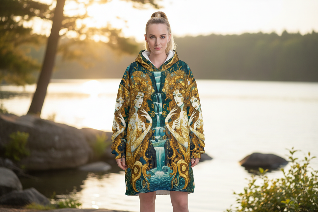 Water Nymphs Blanket Hoodie Lifestyle