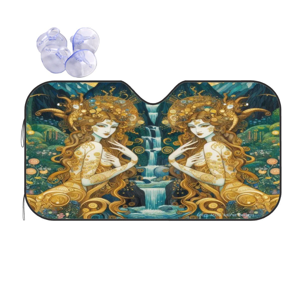 Water Nymphs Car Windshield Sun Shade (Stiff Version) - Gregg Acini Adoree Designs - Sun Shade