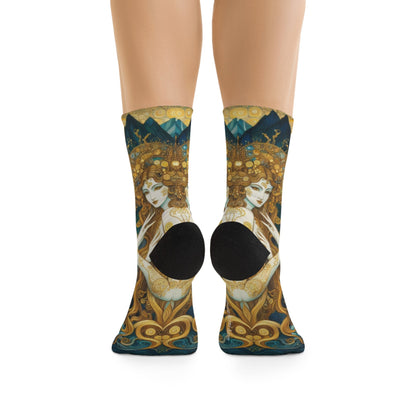 Water Nymphs Eco - Friendly Art Socks - Artistic Recycled Poly Socks - Gregg Acini Adoree Designs - All Over Prints
