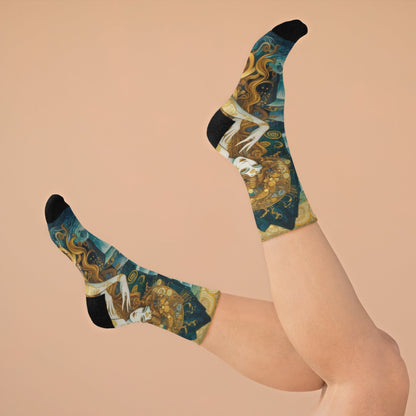 Water Nymphs Eco - Friendly Art Socks - Artistic Recycled Poly Socks - Gregg Acini Adoree Designs - All Over Prints