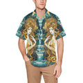 Water Nymphs Hawaiian Shirt with Chest Pocket & Merged Design - Gregg Acini Adoree Designs - Button Down Shirt