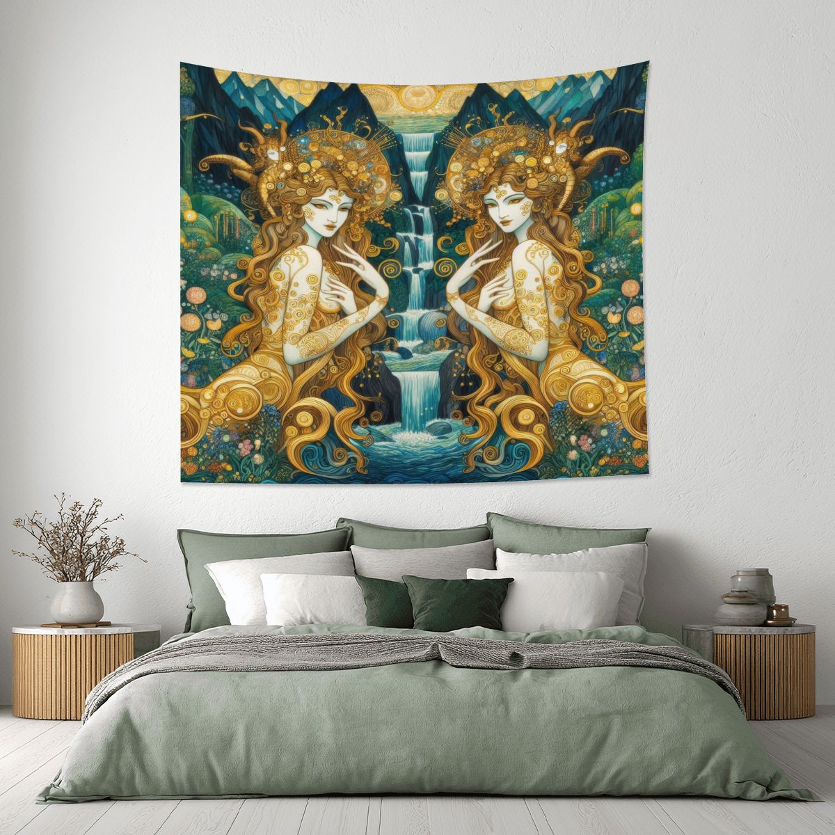 Water Nymphs Lightweight Wall Tapestry (Fabric Wall Hanging - USA) - Gregg Acini Adoree Designs - Wall Coverings