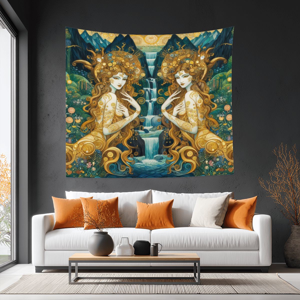 Water Nymphs Lightweight Wall Tapestry (Fabric Wall Hanging - USA) - Gregg Acini Adoree Designs - Wall Coverings