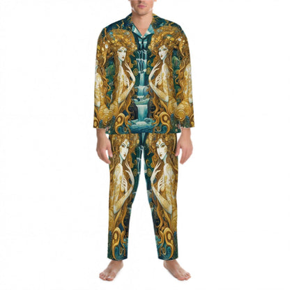 Water Nymphs Long Sleeved Pajamas for Men Set - Gregg Acini Adoree Designs - Men's Pajamas