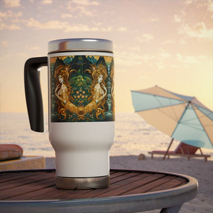Water Nymphs Stainless Steel Travel Mug - 14oz Handle Design - Gregg Acini Adoree Designs - Mug