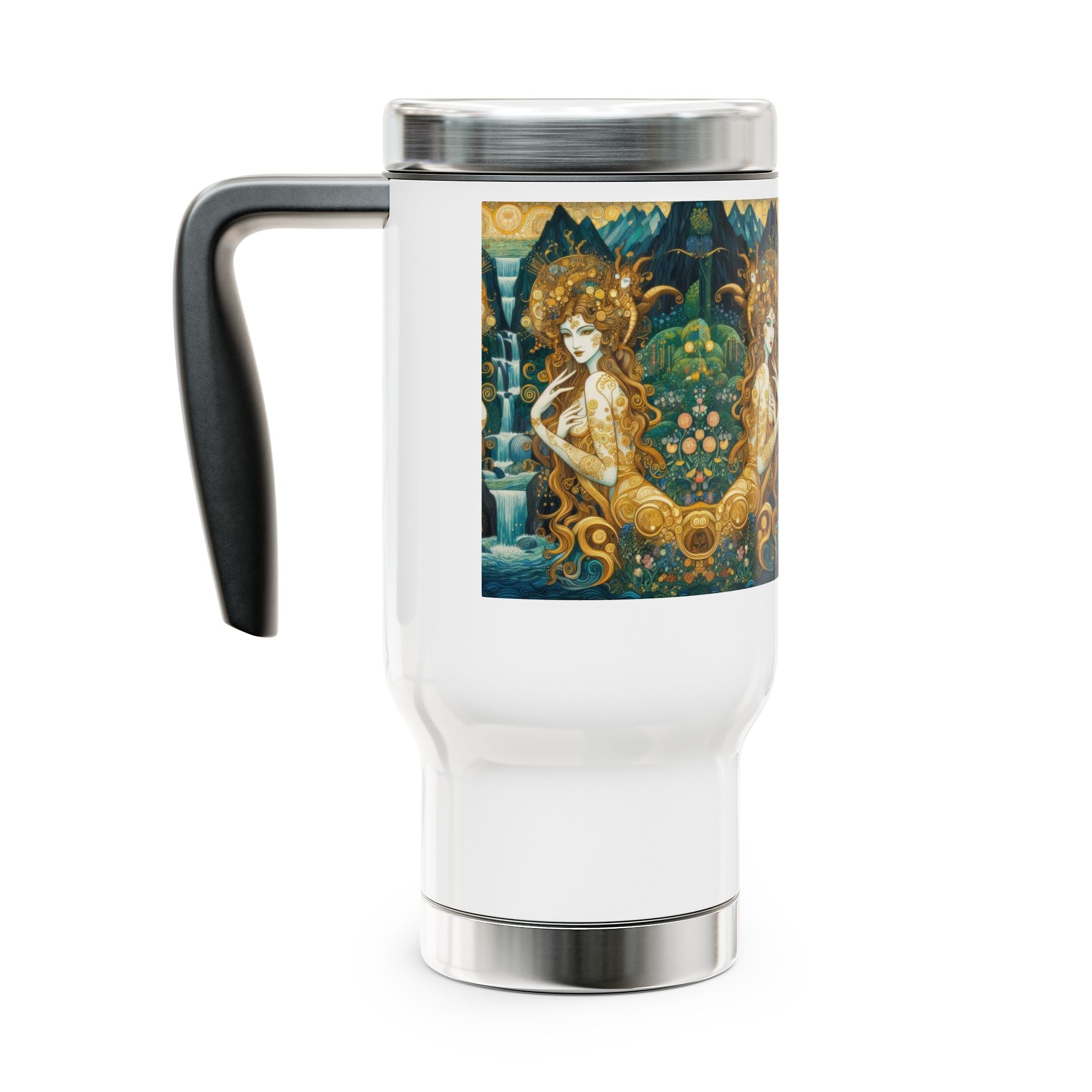 Water Nymphs Stainless Steel Travel Mug - 14oz Handle Design - Gregg Acini Adoree Designs - Mug
