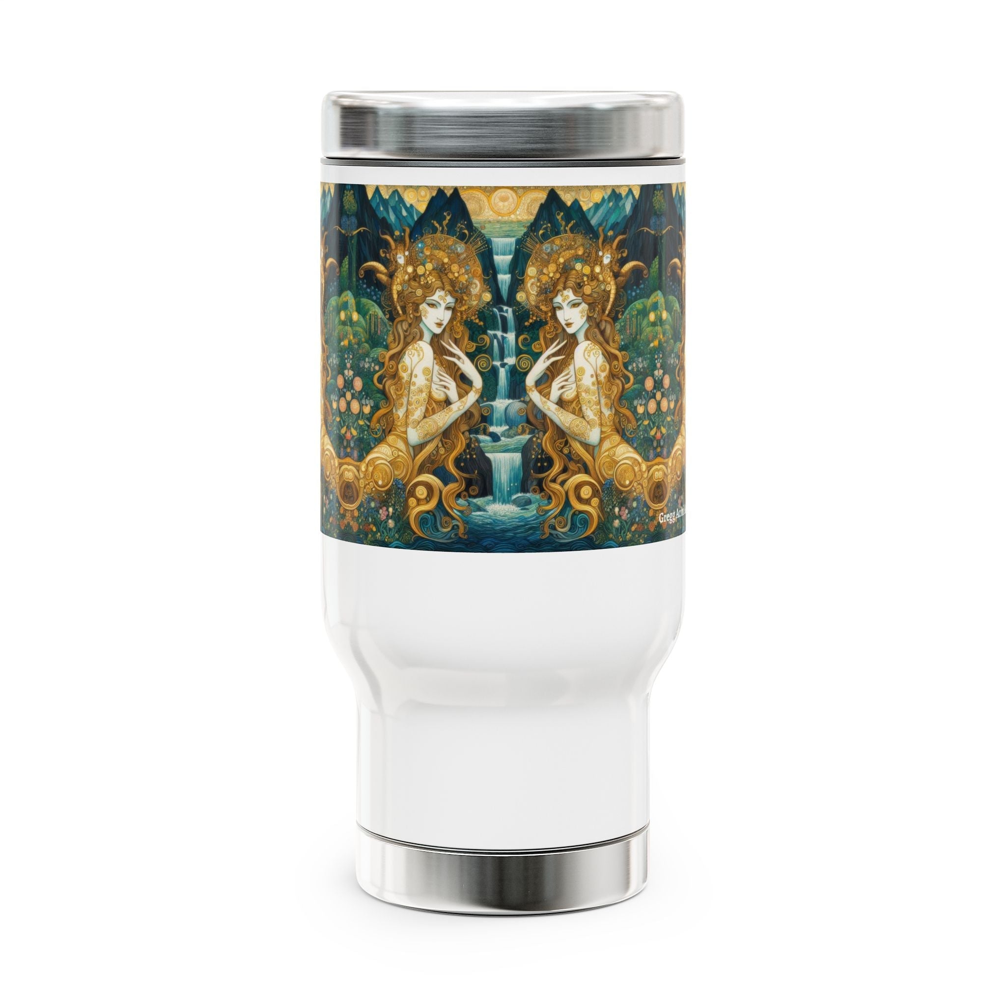Water Nymphs Stainless Steel Travel Mug - 14oz Handle Design - Gregg Acini Adoree Designs - Mug