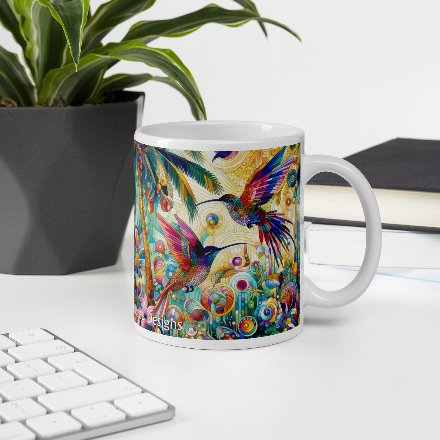 Tropical Hummingbirds White glossy mug by Gregg Acini Adoree Designs