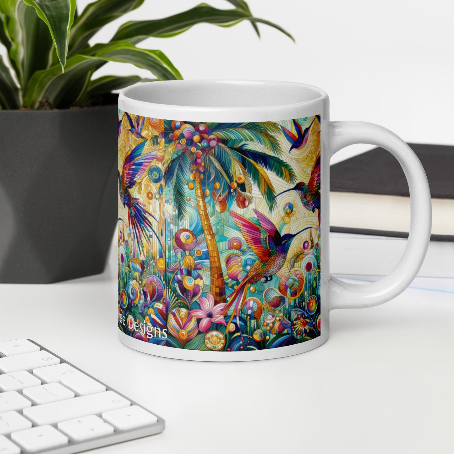 Tropical Hummingbirds White glossy mug by Gregg Acini Adoree Designs