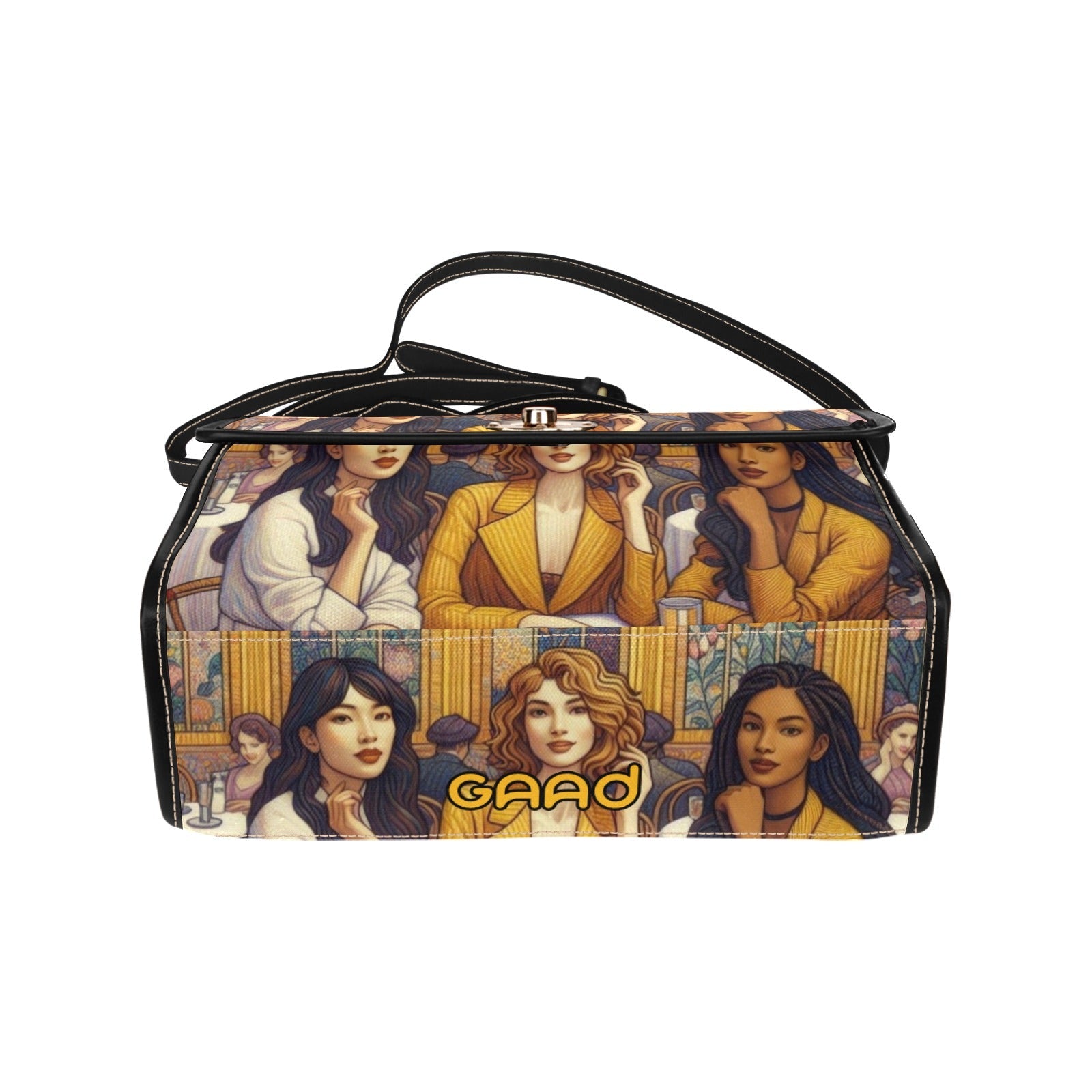 Women in a Cafe Waterproof Canvas Bag - Gregg Acini Adoree Designs - Satchel