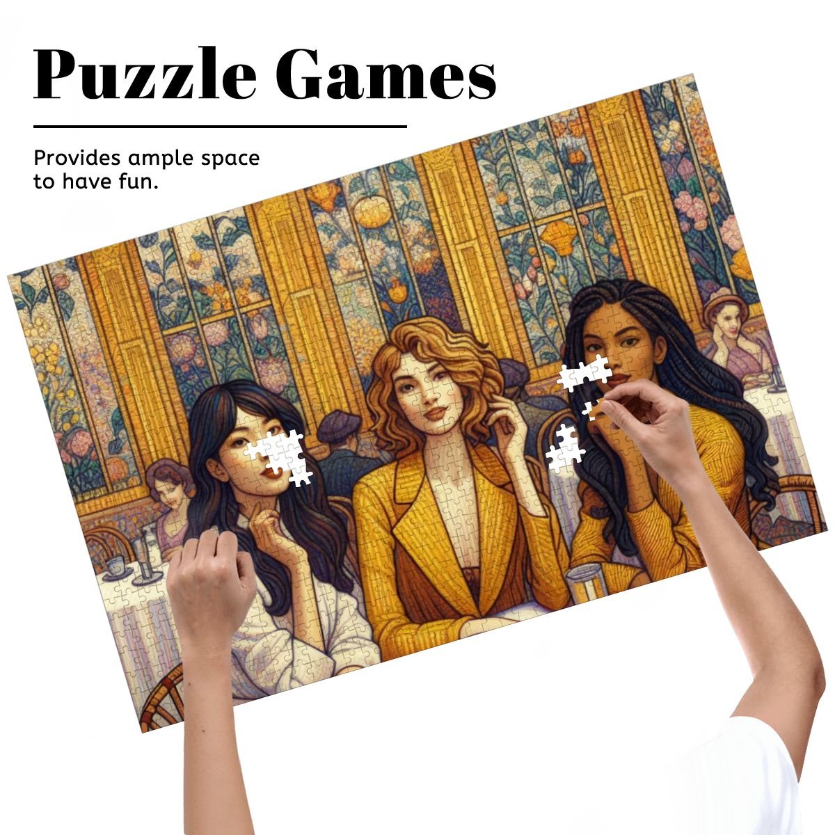Women in a Cafe Wooden Jigsaw Puzzles 1000 pcs - Gregg Acini Adoree Designs - Jigsaw Puzzle