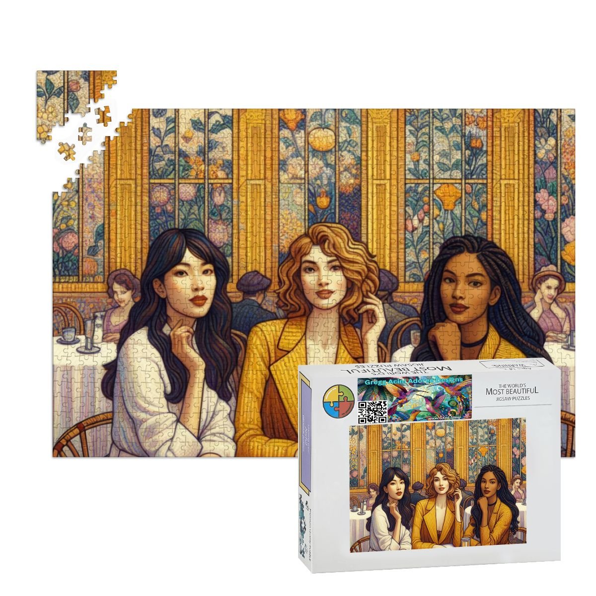 Women in a Cafe Wooden Jigsaw Puzzles 1000 pcs - Gregg Acini Adoree Designs - Jigsaw Puzzle