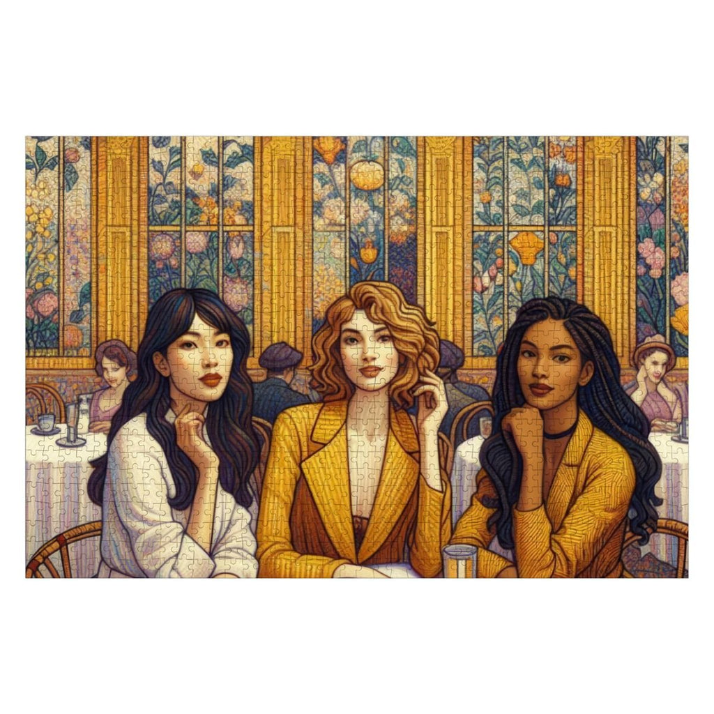 Women in a Cafe Wooden Jigsaw Puzzles 1000 pcs - Gregg Acini Adoree Designs - Jigsaw Puzzle