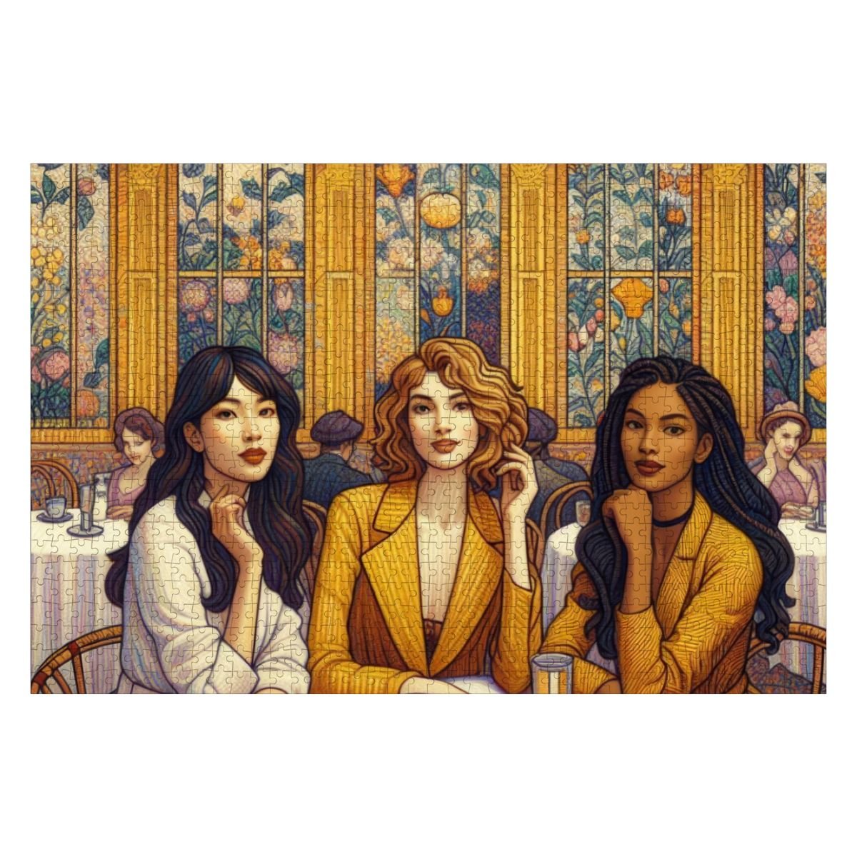 Women in a Cafe Wooden Jigsaw Puzzles 1000 pcs - Gregg Acini Adoree Designs - Jigsaw Puzzle