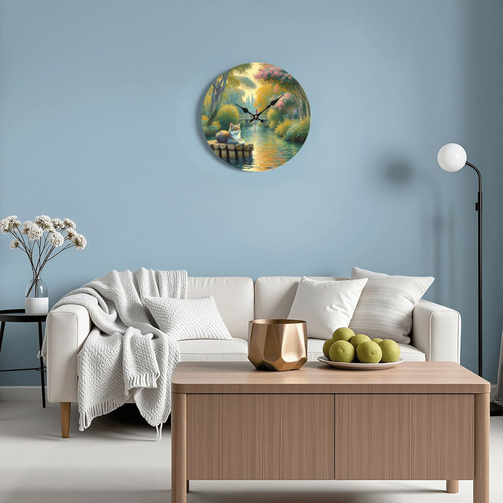 Wooden Round Wall Clock 9.8"x9.8" (Made in USA) - Gregg Acini Adoree Designs - Wall Clock