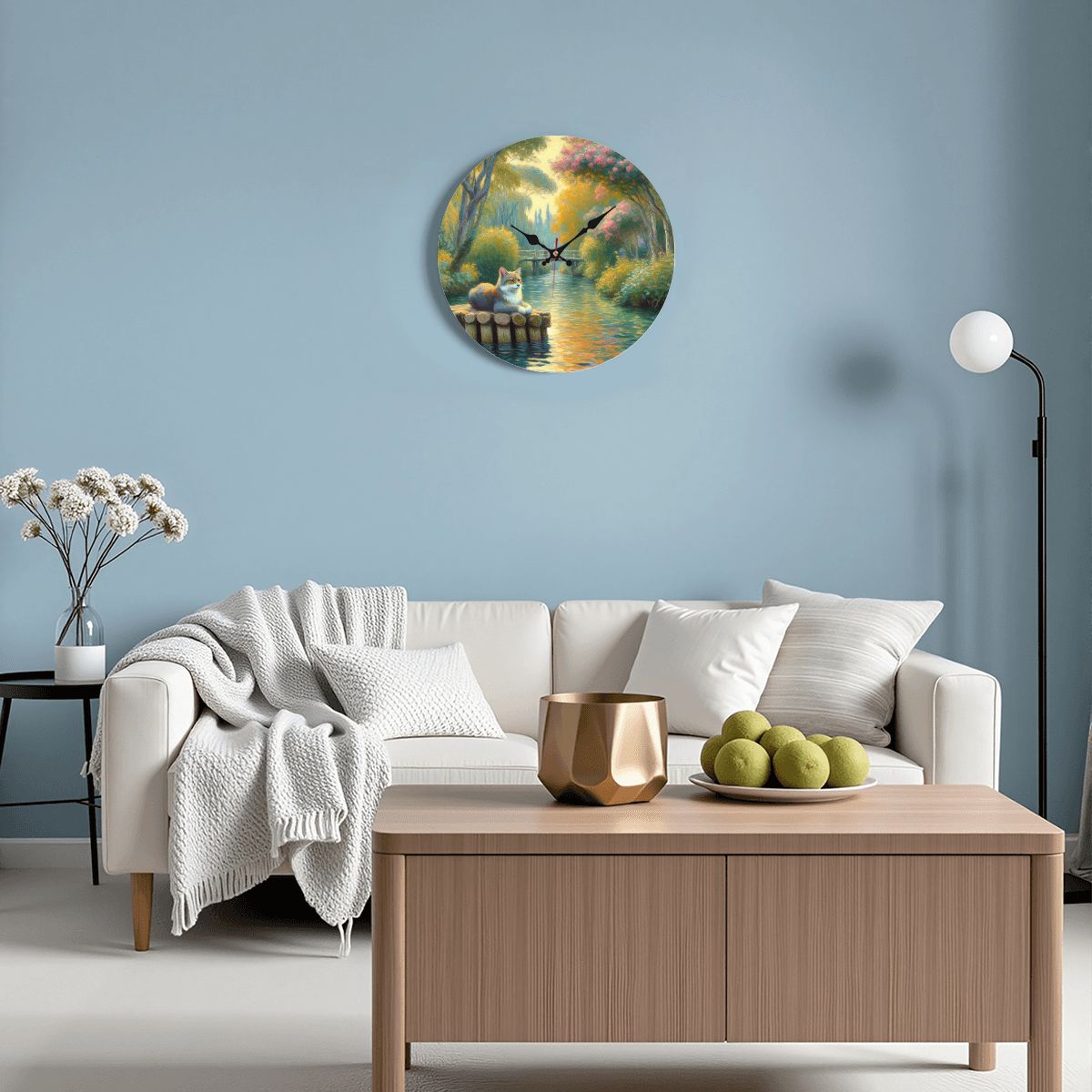 Wooden Round Wall Clock 9.8"x9.8" (Made in USA) - Gregg Acini Adoree Designs - Wall Clock