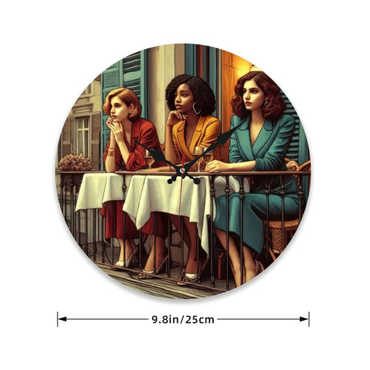 Wooden Round Wall Clock 9.8"x9.8" (Made in USA) - Gregg Acini Adoree Designs - Wall Clock