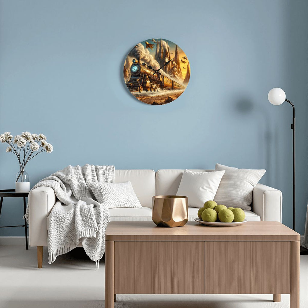 Wooden Round Wall Clock 9.8"x9.8" (Made in USA) - Gregg Acini Adoree Designs - Wall Clock