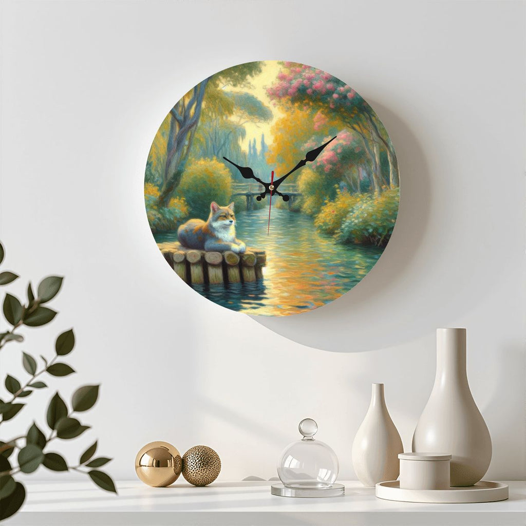 Wooden Round Wall Clock 9.8"x9.8" (Made in USA) - Gregg Acini Adoree Designs - Wall Clock