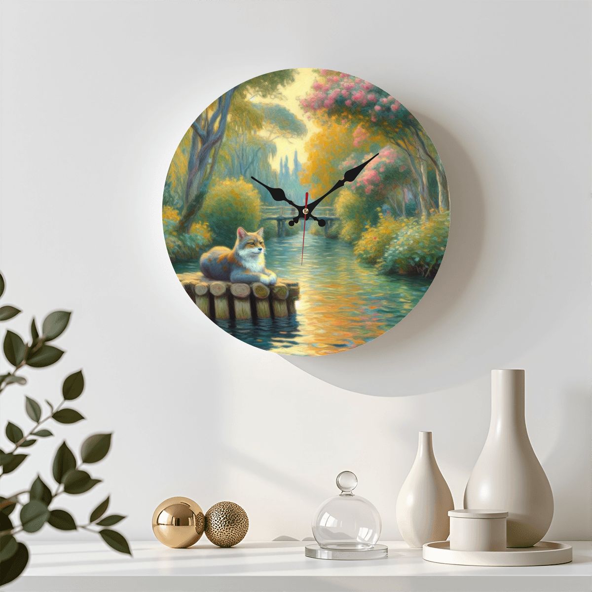 Wooden Round Wall Clock 9.8"x9.8" (Made in USA) - Gregg Acini Adoree Designs - Wall Clock
