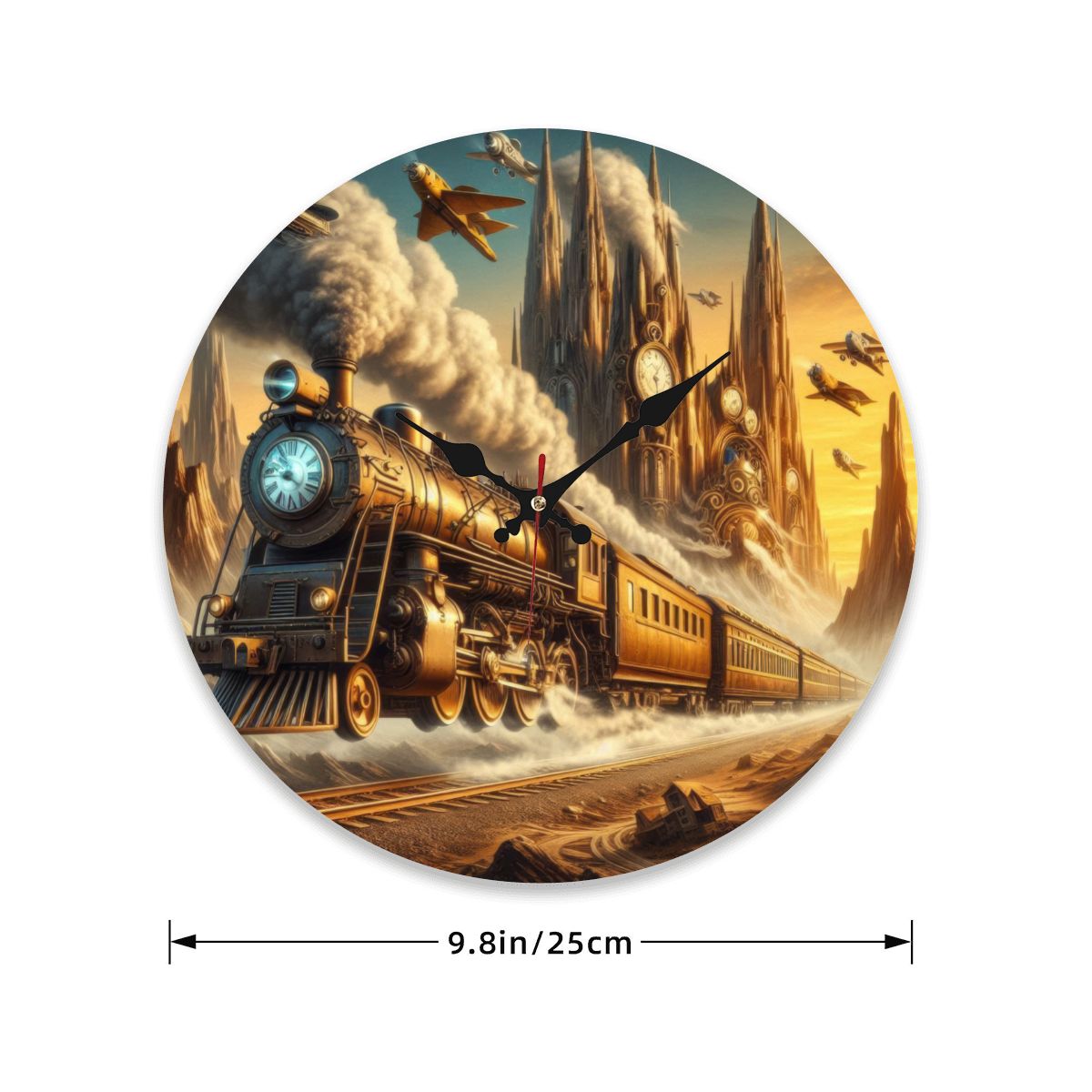 Wooden Round Wall Clock 9.8"x9.8" (Made in USA) - Gregg Acini Adoree Designs - Wall Clock