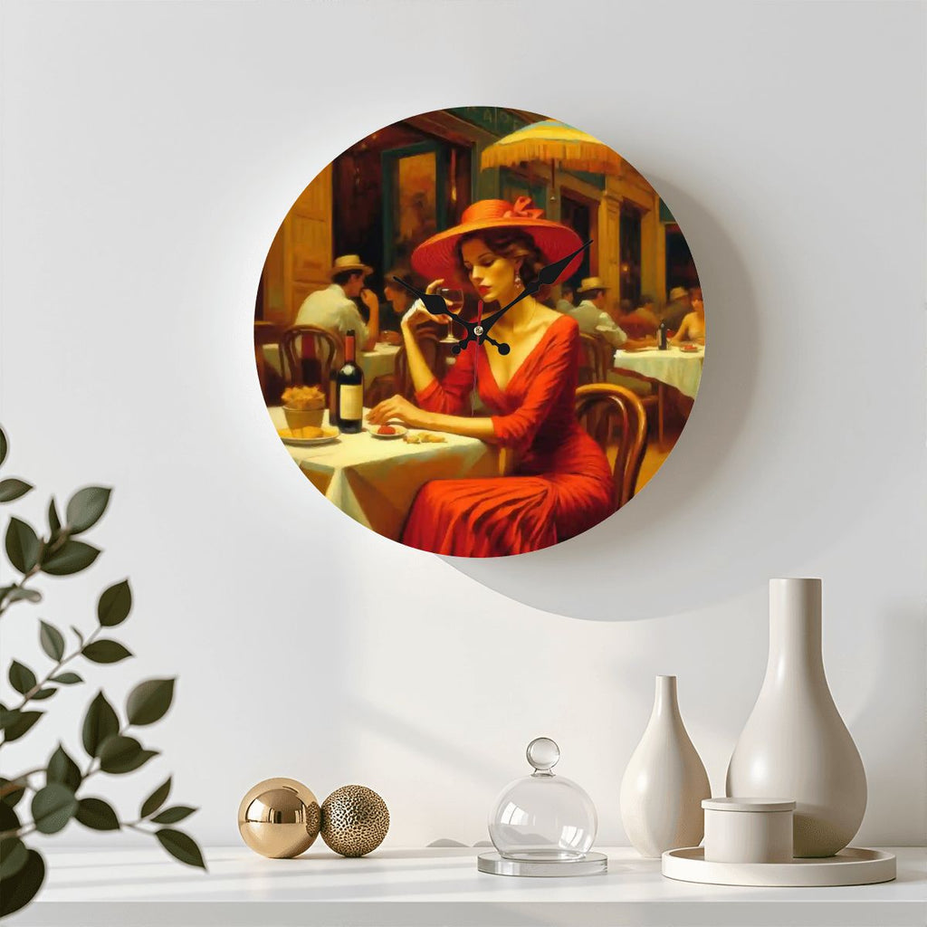 Wooden Round Wall Clock 9.8"x9.8" (Made in USA) - Gregg Acini Adoree Designs - Wall Clock
