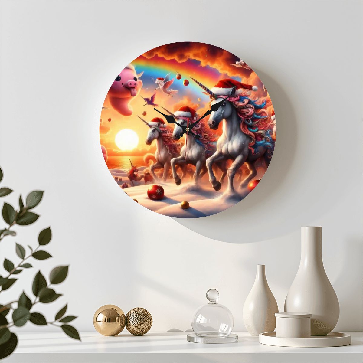 Wooden Round Wall Clock 9.8"x9.8" (Made in USA) - Gregg Acini Adoree Designs - Wall Clock