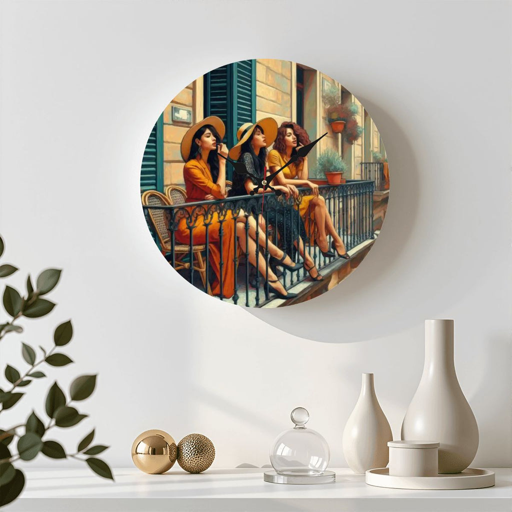 Wooden Round Wall Clock 9.8"x9.8" (Made in USA) - Gregg Acini Adoree Designs - Wall Clock