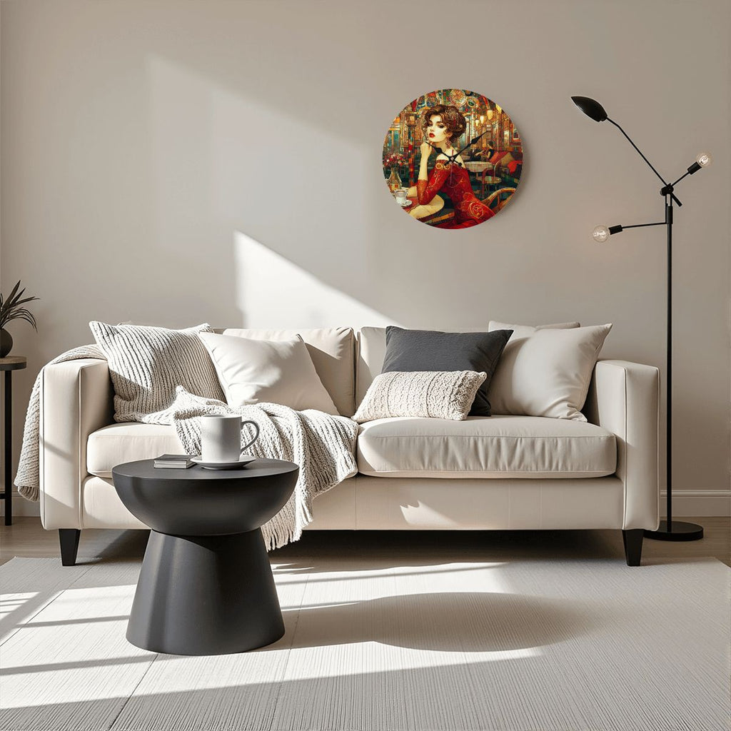 Wooden Round Wall Clock 9.8"x9.8" (Made in USA) - Gregg Acini Adoree Designs - Wall Clock