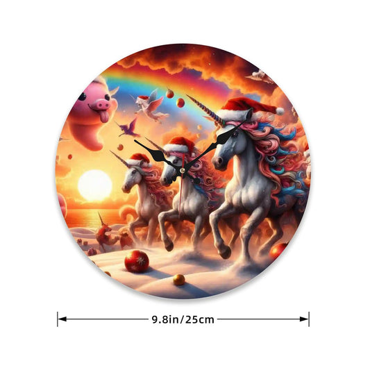 Wooden Round Wall Clock 9.8"x9.8" (Made in USA) - Gregg Acini Adoree Designs - Wall Clock