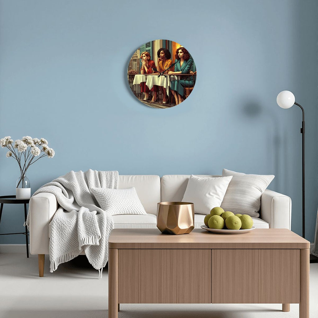 Wooden Round Wall Clock 9.8"x9.8" (Made in USA) - Gregg Acini Adoree Designs - Wall Clock