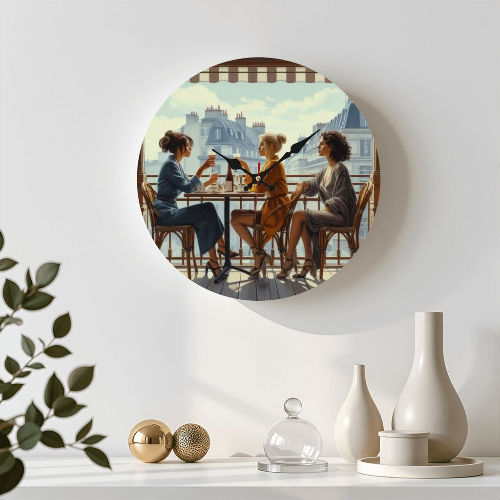 Wooden Round Wall Clock 9.8"x9.8" (Made in USA) - Gregg Acini Adoree Designs - Wall Clock