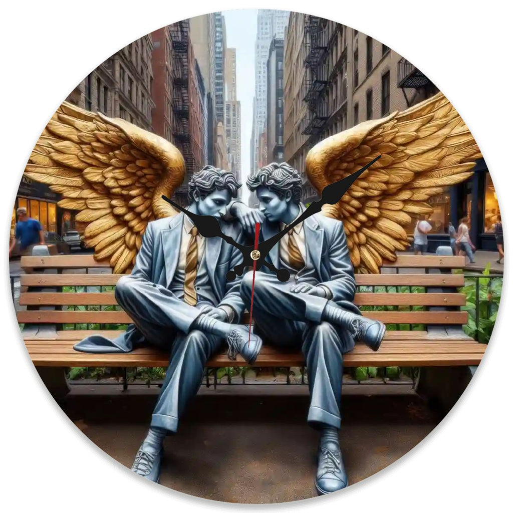 Wooden Round Wall Clock 9.8"x9.8" (Made in USA) - Gregg Acini Adoree Designs - Wall Clock