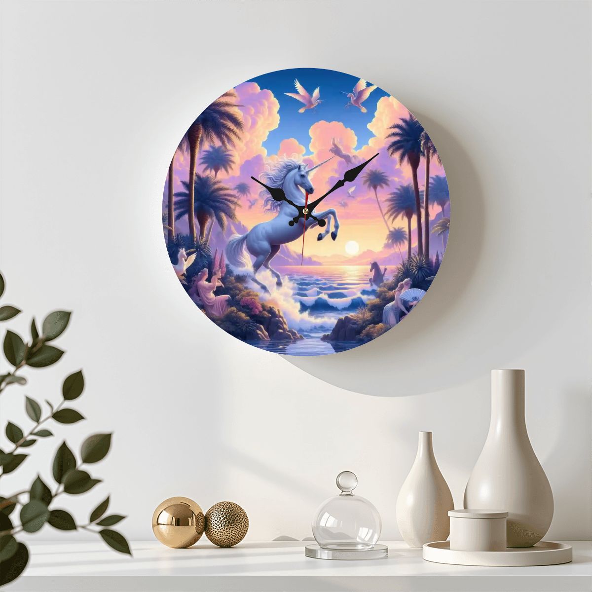 Wooden Round Wall Clock 9.8"x9.8" (Made in USA) - Gregg Acini Adoree Designs - Wall Clock