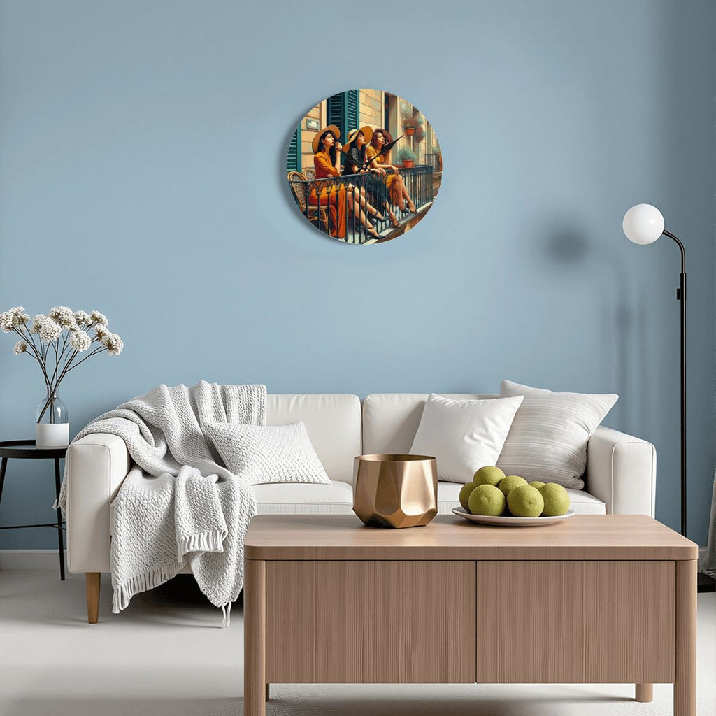 Wooden Round Wall Clock 9.8"x9.8" (Made in USA) - Gregg Acini Adoree Designs - Wall Clock
