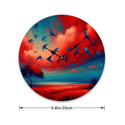 Wooden Round Wall Clock 9.8"x9.8" (Made in USA) - Gregg Acini Adoree Designs - Wall Clock