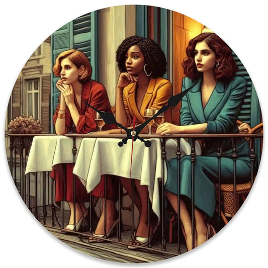 Wooden Round Wall Clock 9.8"x9.8" (Made in USA) - Gregg Acini Adoree Designs - Wall Clock