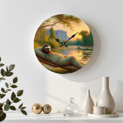 Wooden Round Wall Clock 9.8"x9.8" (Made in USA) - Gregg Acini Adoree Designs - Wall Clock
