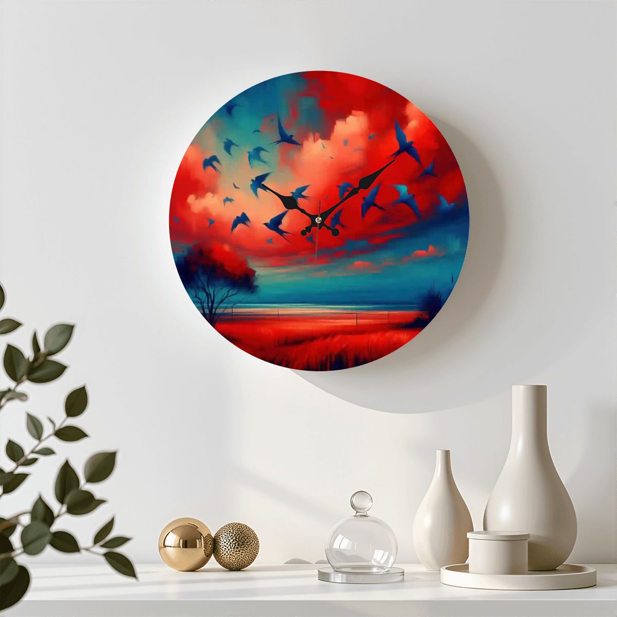 Wooden Round Wall Clock 9.8"x9.8" (Made in USA) - Gregg Acini Adoree Designs - Wall Clock