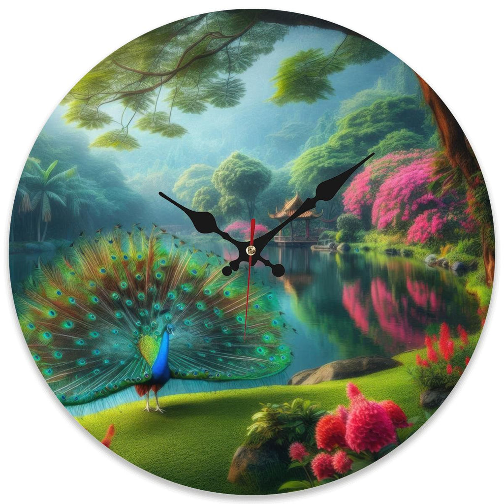 Wooden Round Wall Clock 9.8"x9.8" (Made in USA) - Gregg Acini Adoree Designs - Wall Clock