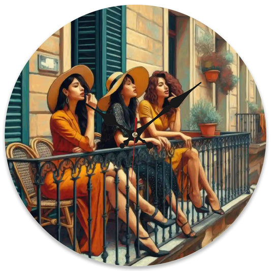 Wooden Round Wall Clock 9.8"x9.8" (Made in USA) - Gregg Acini Adoree Designs - Wall Clock