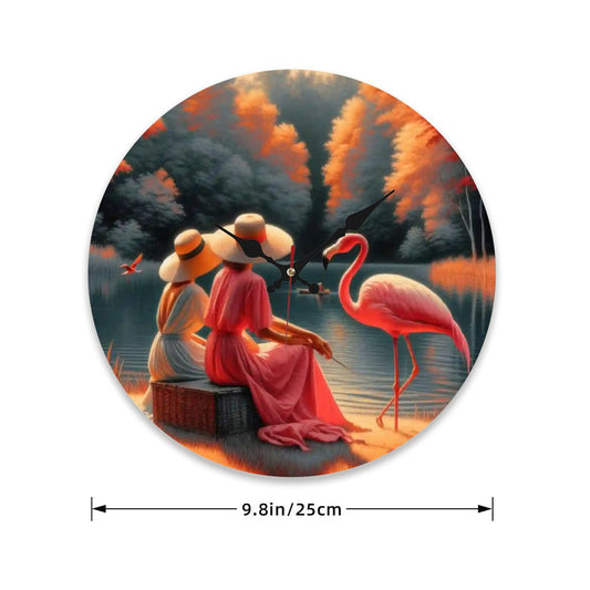 Wooden Round Wall Clock 9.8"x9.8" (Made in USA) - Gregg Acini Adoree Designs - Wall Clock