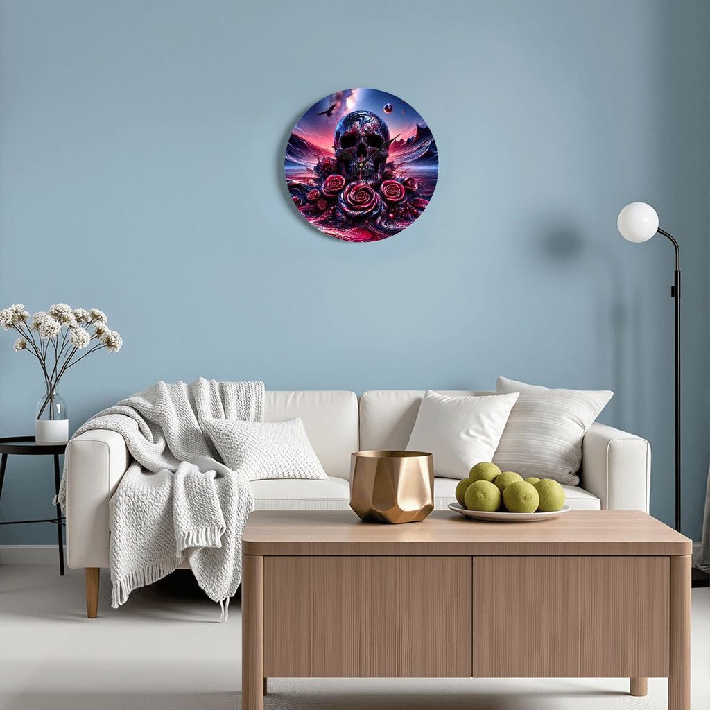 Wooden Round Wall Clock 9.8"x9.8" (Made in USA) - Gregg Acini Adoree Designs - Wall Clock